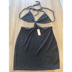 By Anthropologie Black Cutout‎ Mini Dress Size Medium MSRP $78 NWT